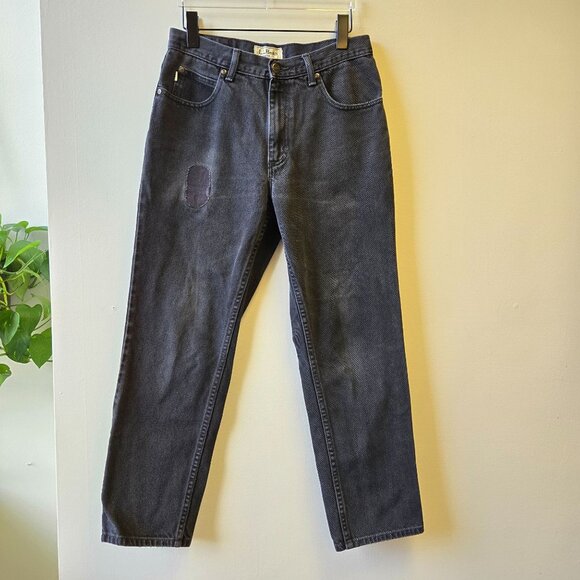 Vintage Mom 90s L.L. Bean 28 High Rise Faded Distressed Black Denim Jeans Tapere - Picture 1 of 12